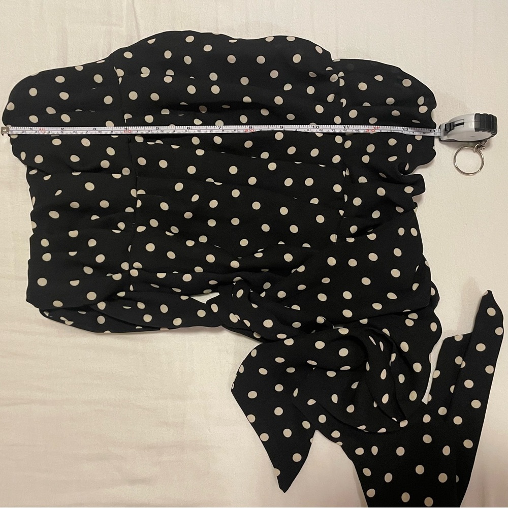 Express polka dot ruched tie waist tube top XS